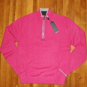 Greyson Clothiers Sebonack 1/4 Zip Golf Sweater M L XL Pink Wool Cashmere